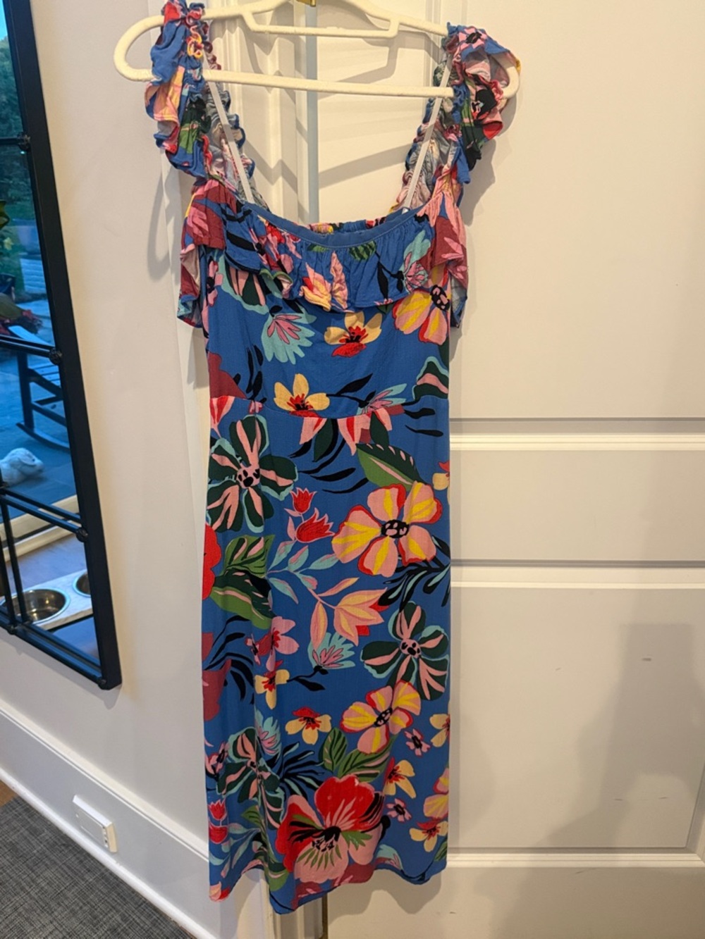 Sugarlips Blue Floral Ruffled Strap Sundress size Large